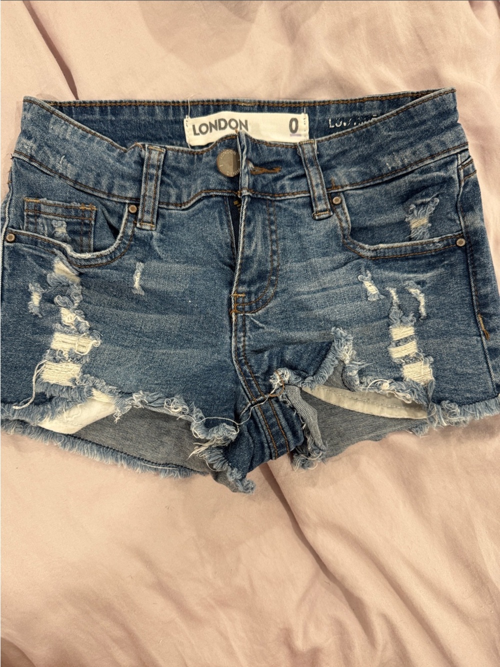 Distressed Denim Women's Shorts - Blue